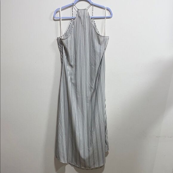 LOFT Striped Halter Maxi Dress Black White Sleeveless‎ Size 10 - Picture 4 of 12